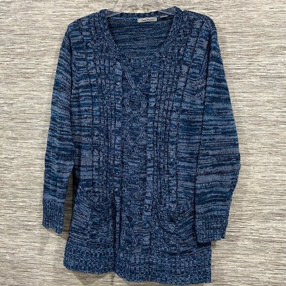 Jason Maxwell Womens Blue Cable Knit Sweater With Pockets Size 2X - Picture 1 of 5